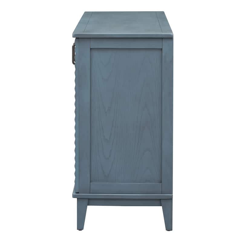 Sideboard with 4 Door Large Storage Buffet with Adjustable Shelves and Metal Handles for Kitchen