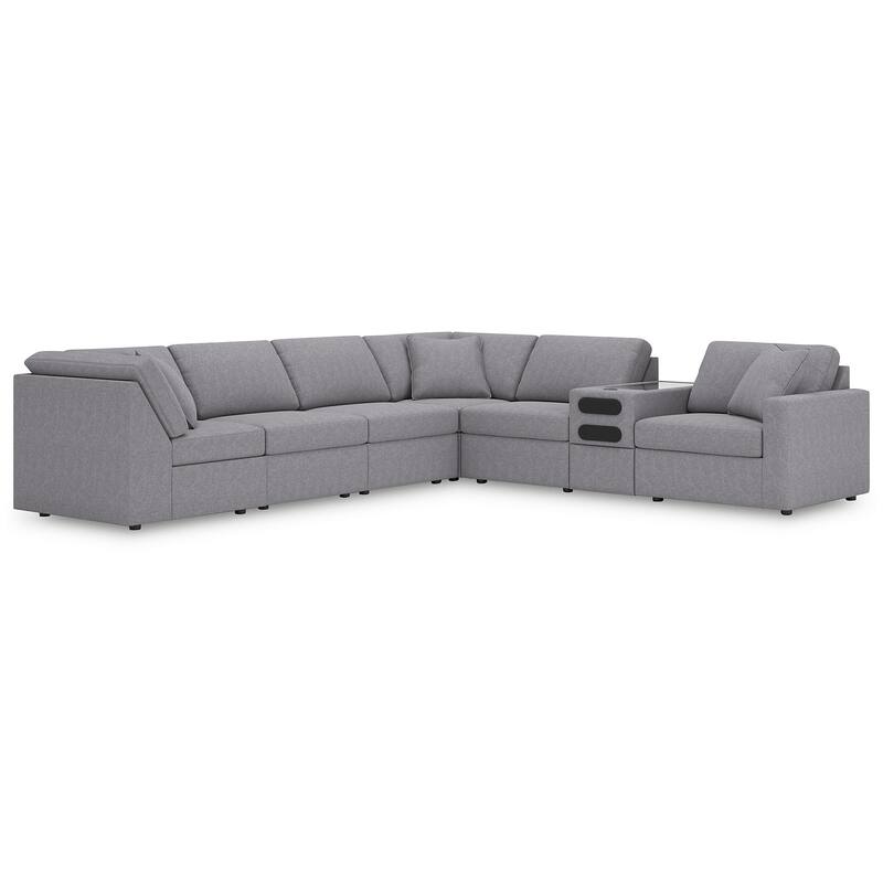 Signature Design by Ashley Modmax 7-Piece Sectional with Audio Console - 138" W x 86" D x 36" H - Grey