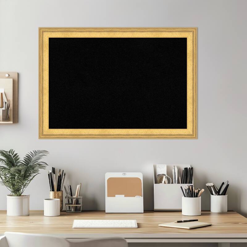 Owen Gold Wood Framed Cork Board - Bulletin Board, Organization Board, Pin Board