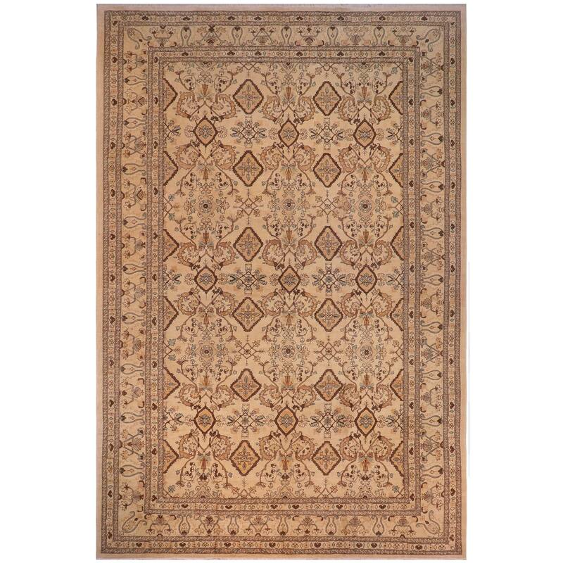 Shabby Chic Ziegler Gertrud Ivory Ivory Hand-Knotted Wool Rug - 12'2'' x 19'3''