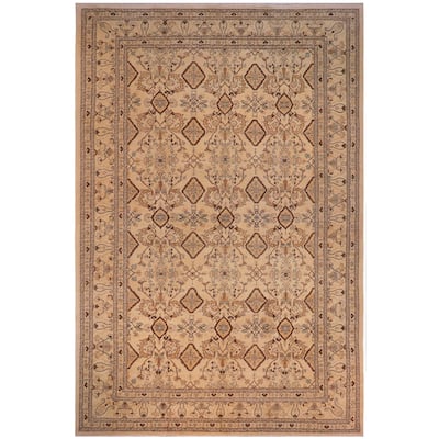 Shabby Chic Ziegler Gertrud Ivory Ivory Hand-Knotted Wool Rug - 12'2'' x 19'3''
