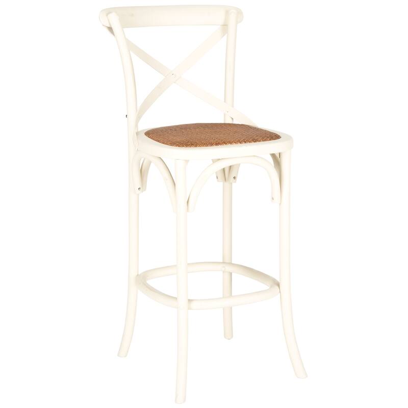 SAFAVIEH 30-inch Franklin X-Back Antique White Bar Stool - 20"W x 21"D x 44"H