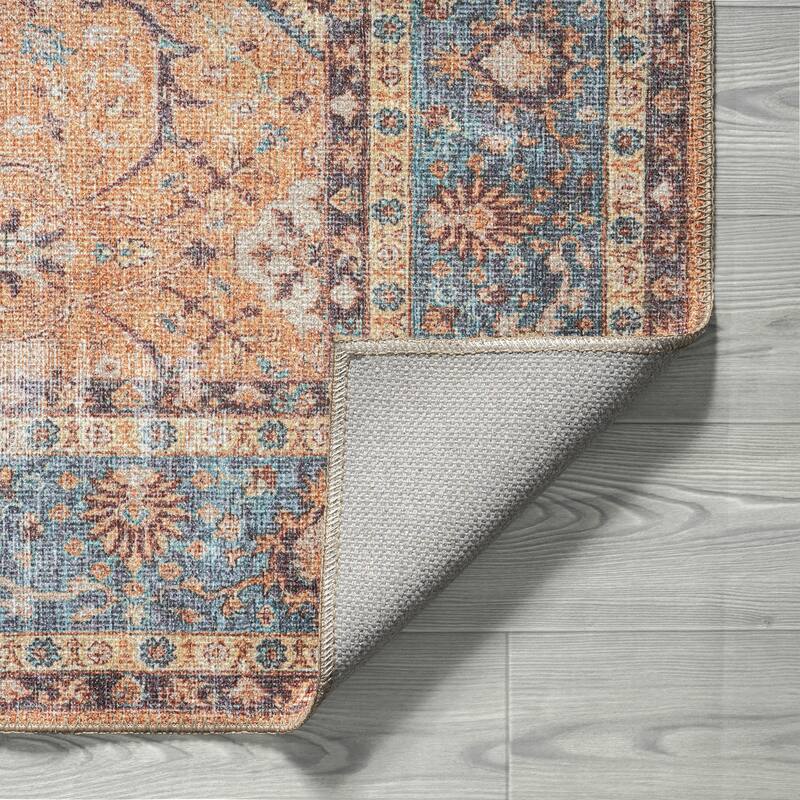 Park Avenue Traditional Border Indoor Machine Washable Area Rug