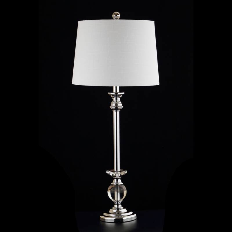 Brooklyn 33" Crystal/Metal LED Table Lamp, Clear/Chrome (Set of 2) by JONATHAN Y