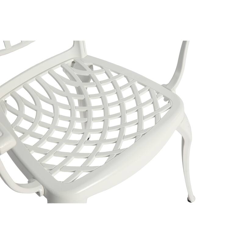 3-Piece Cast Aluminum Outdoor Bistro Set with Round Table and 2 Chairs, Weather-Resistant Patio Furniture with Umbrella Hole