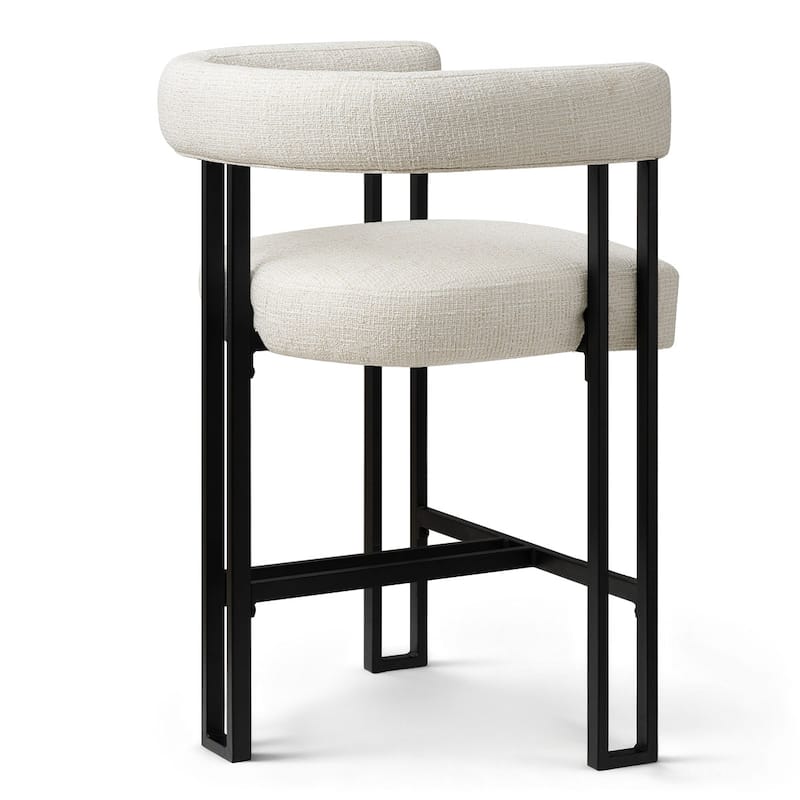 24" Seat Height Upholstered Tweed Solid Back Counter Stool(Set of 4) - Set of 4