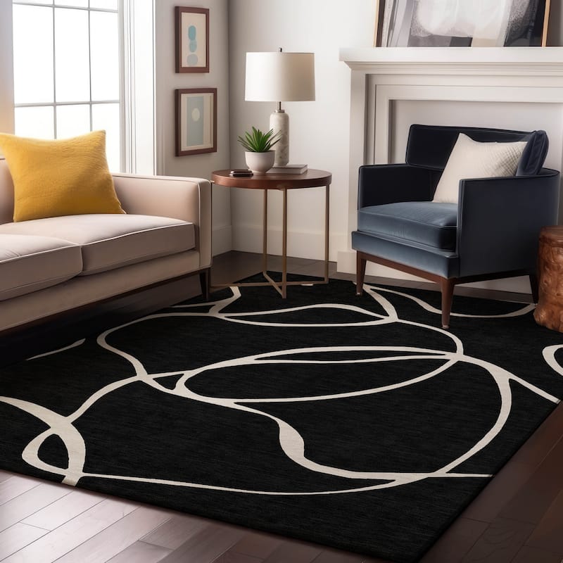 Premium Washable Super Soft Abstract Dash Mayfield Rug - Black - 10' x 14'