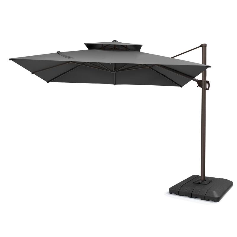 Pellebant 11X11FT Outdoor Patio Cantilever-Offset 360-Degree Rotation Umbrella with Premium Base