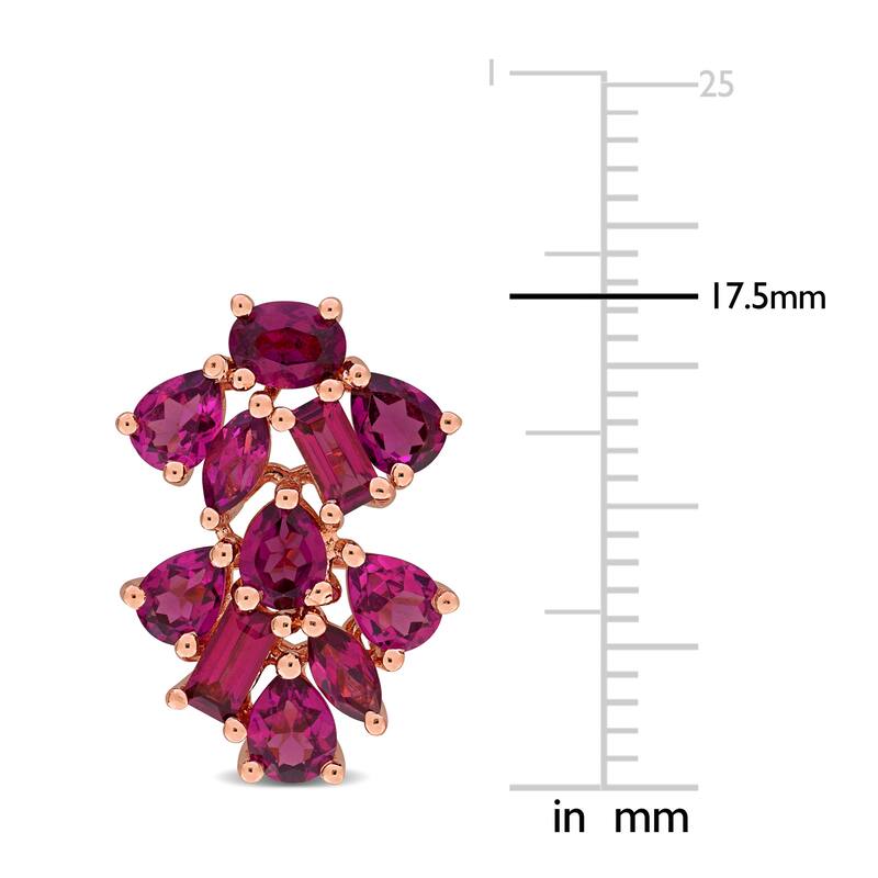 Miadora Multi-Gem Double Floral Drop Earrings Sterling Silver