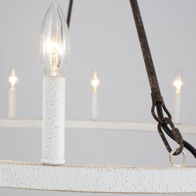 12-light Rustic Farmhouse Wagon Wheel Chandelier for Living Room - W37.99" x H90.55" - N/A