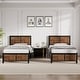preview thumbnail 14 of 23, VECELO Set of 2 Platform Twin Beds 12.6" Elevated Storage Space MDF Partitioned Headboard & Footboard No Box Spring Needed Rustic Brown