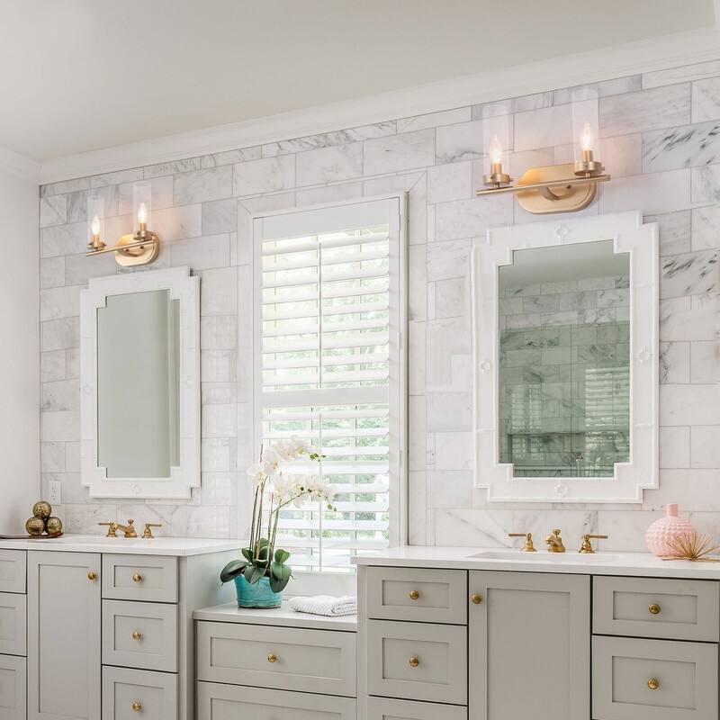 Modern 3-Light Gold Bathroom Wall Sconces Linear Glass Vanity Lights