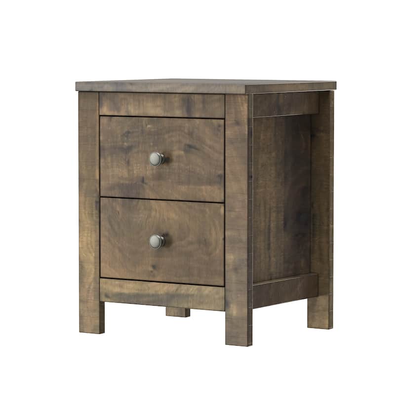 Farmhouse Wooden Nightstand Set Of 2 With Retro Design