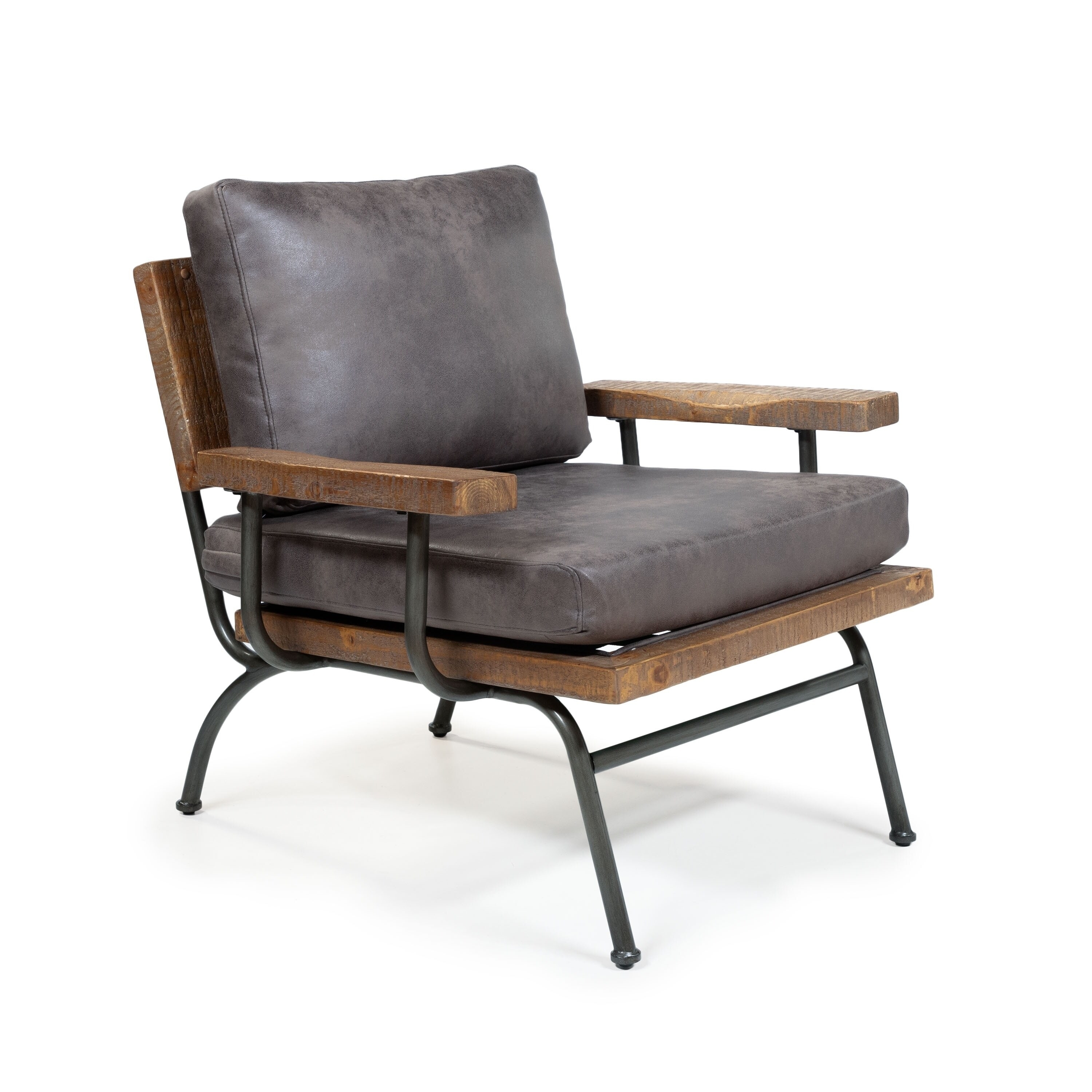 Bice Rustic Metal Padded Accent Chair with Removable Cushions by