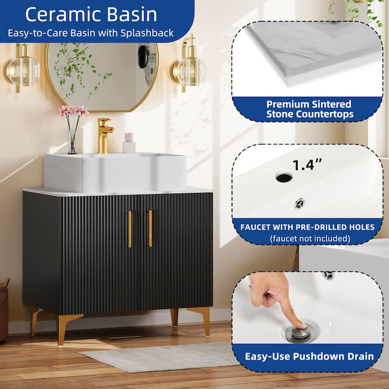 Moasis Single Bathroom Vanity with Ceramic Vessel Sink