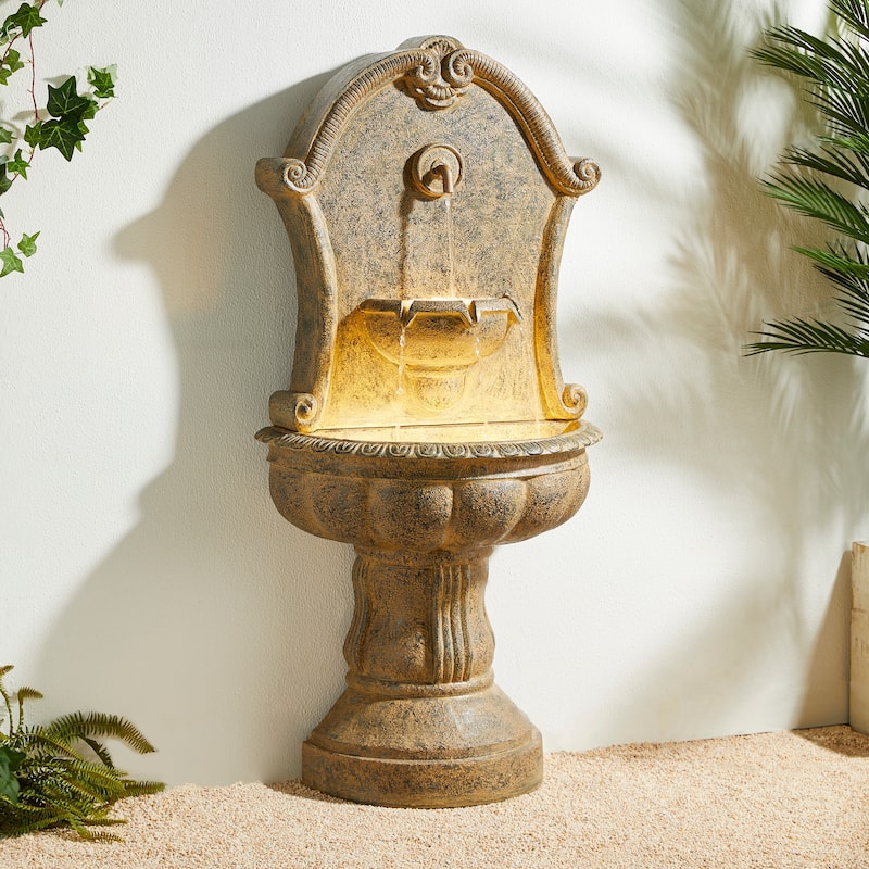 Glitzhome 49''H Oversized Faux Granite Multi-tiered Pedestal Outdoor Floor Fountain