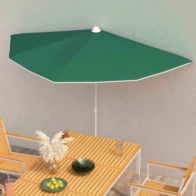 70.9"x35.4" Garden Half Parasol with Pole 8 Colors - Green