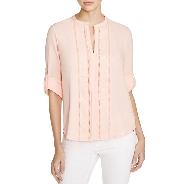 Calvin Klein Womens Blouse Embroidered V-Neck