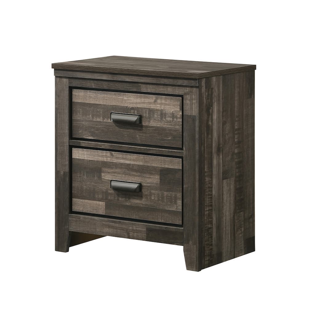 Nightstand with 2 Drawers and Butcher Block Design, Brown