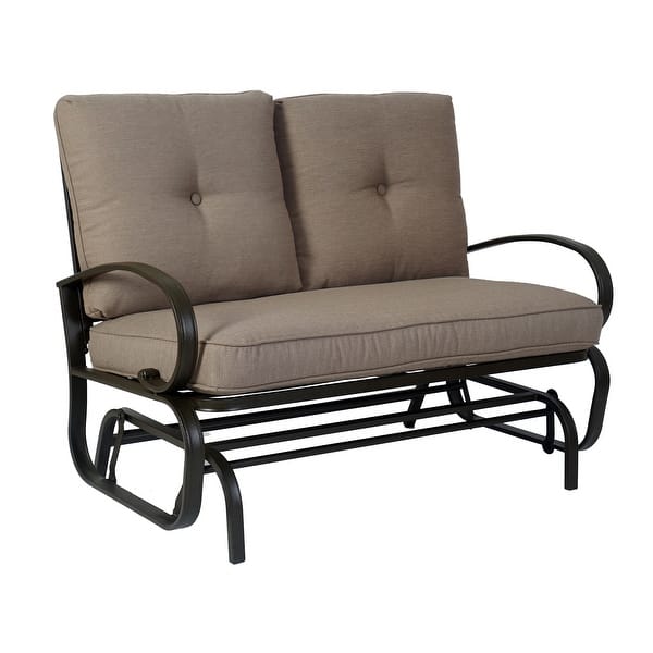 slide 2 of 10, Kozyard Cozy Two Rocking Love Seats Glider Swing Bench/Rocker Beige