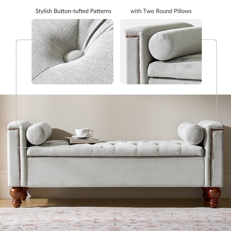 Poncio Storage solid wood legs Bench by HULALA HOME