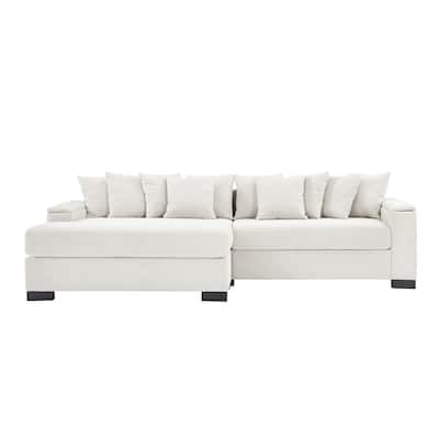 111" L Shaped Sectional Couch with Chaise Lounge and Storage Armrest