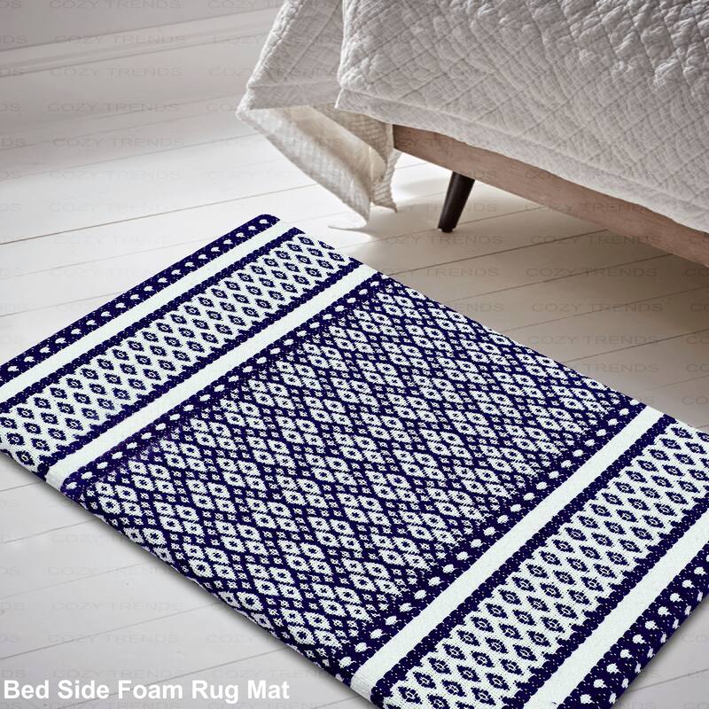 Woven Cotton Anti Fatigue Cushioned Kitchen | Doormat | Bathroom 18" x 30" Mats With Foam Backing Anti Slip - 18''x30''