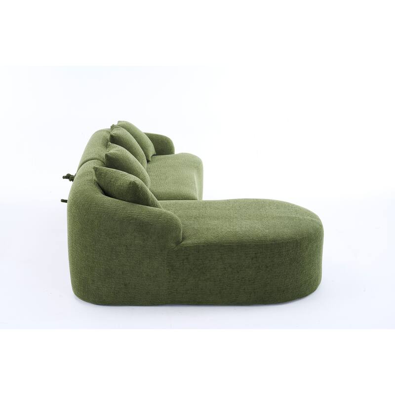 98.4" Chenille L-Shaped Sectional Sofa with Chaise & Pillows