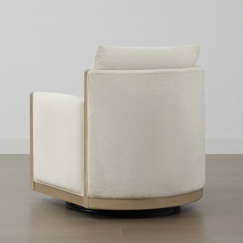 Carina Upholstered Swivel Accent Barrel Chair with Wood Frame