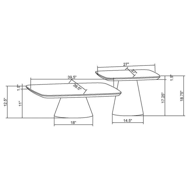 Eason 2-piece Cocktail Coffee Table Set Concrete and Black