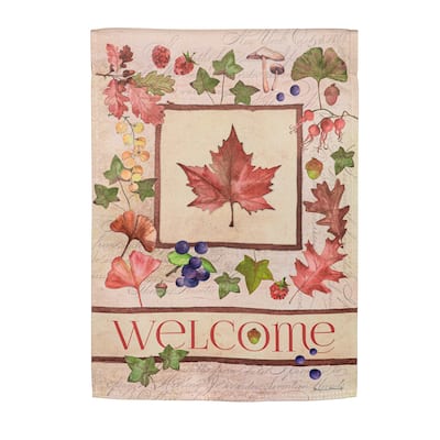 Welcome Fall Leaf Suede Garden Flags