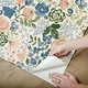 preview thumbnail 6 of 7, Disney Princess Blue Watercolor Floral Peel and Stick Wallpaper by RoomMates
