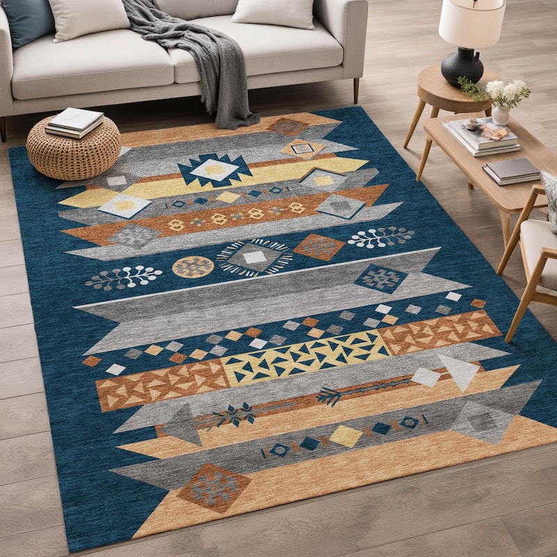 Machine Washable Indoor/ Outdoor Global Tuca Chantille Rug
