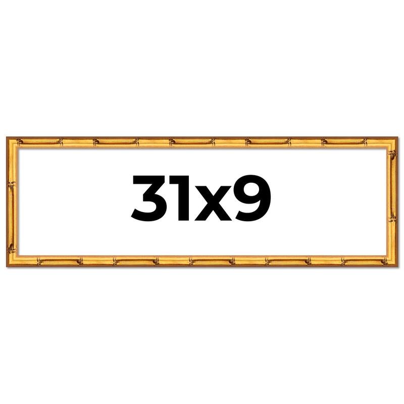 31x9 Frame Gold Bamboo Picture Frame Modern Photo Frame Includes UV Acrylic Shatter Guard Front Acid Free Foam Backing Board