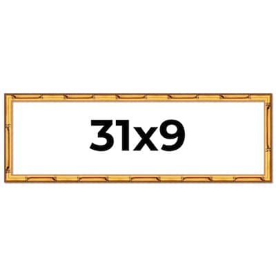 31x9 Frame Gold Bamboo Picture Frame Modern Photo Frame Includes UV Acrylic Shatter Guard Front Acid Free Foam Backing Board