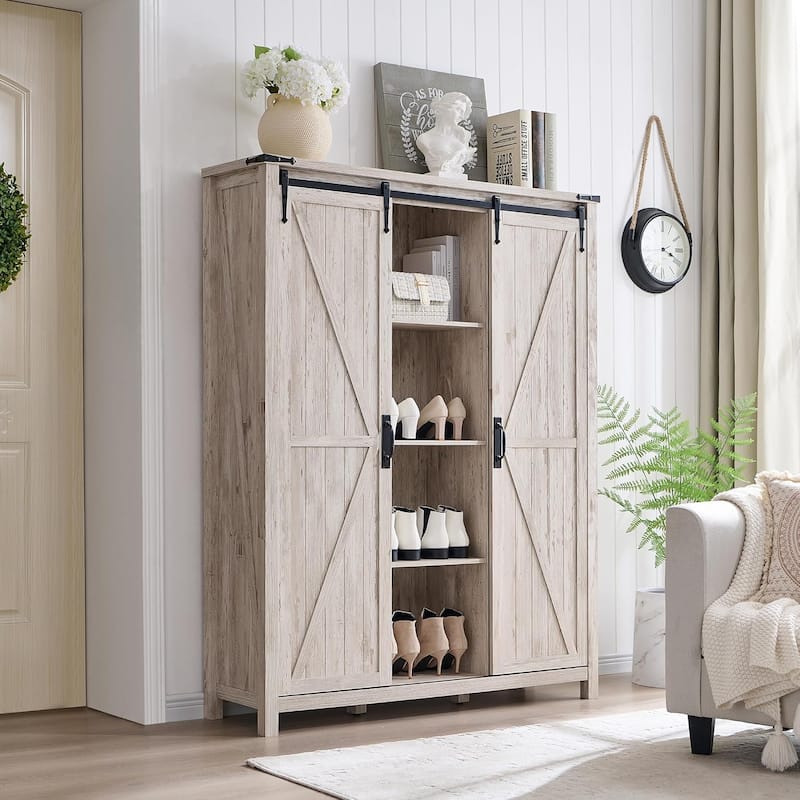 Farmhouse Shoe Storage Cabinet, 7-Tier Shoe Organizer, Shoe Rack