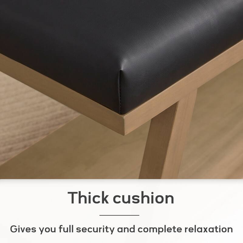 Solid Wood Shoe Bench with Cushion Entryway Shoe Bench