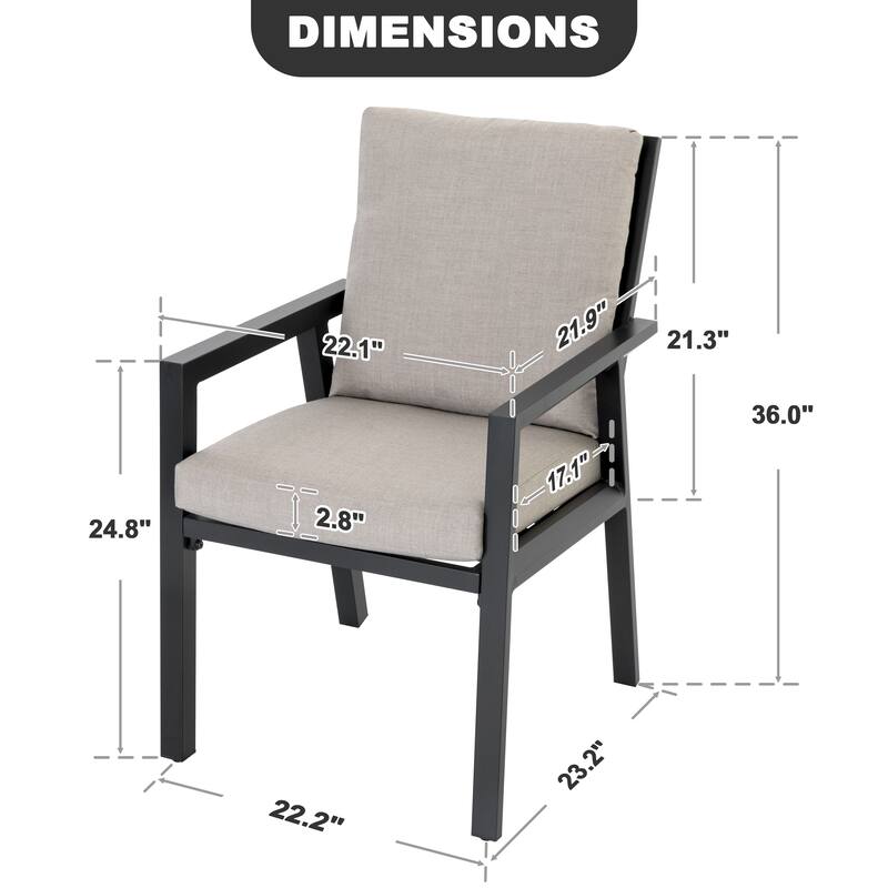 Outdoor 4-Piece Aluminum Dining Chairs with Gray Cushions