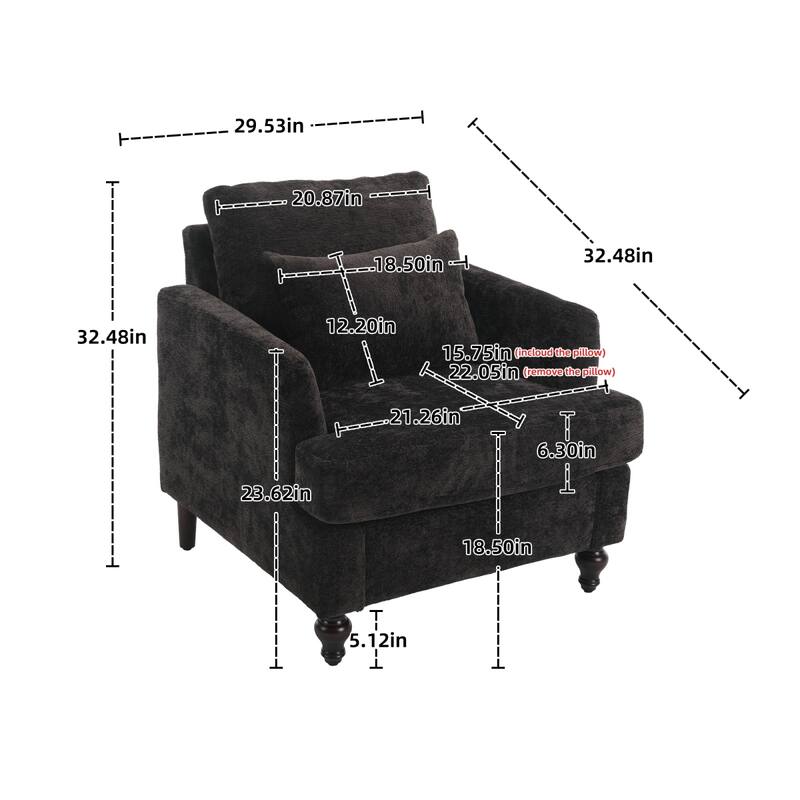 Mid Century Accent Chair with Wood Frame, Modern Upholstered Lounge Reading Chair Armchair, Comfy Single Sofa Chair Club Chair