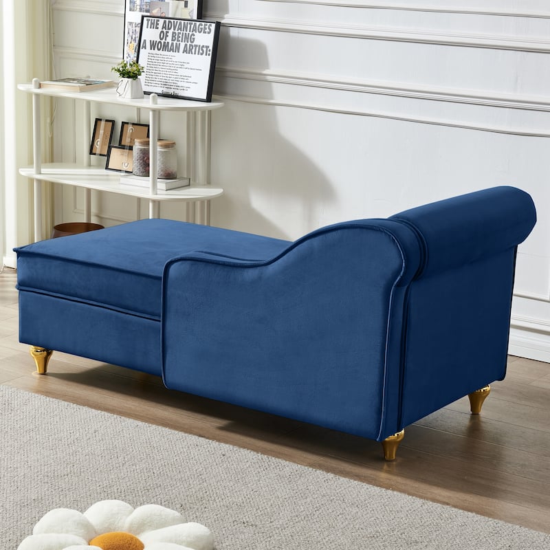 Navy Blue 60.6" Velvet Chaise Lounge Chair