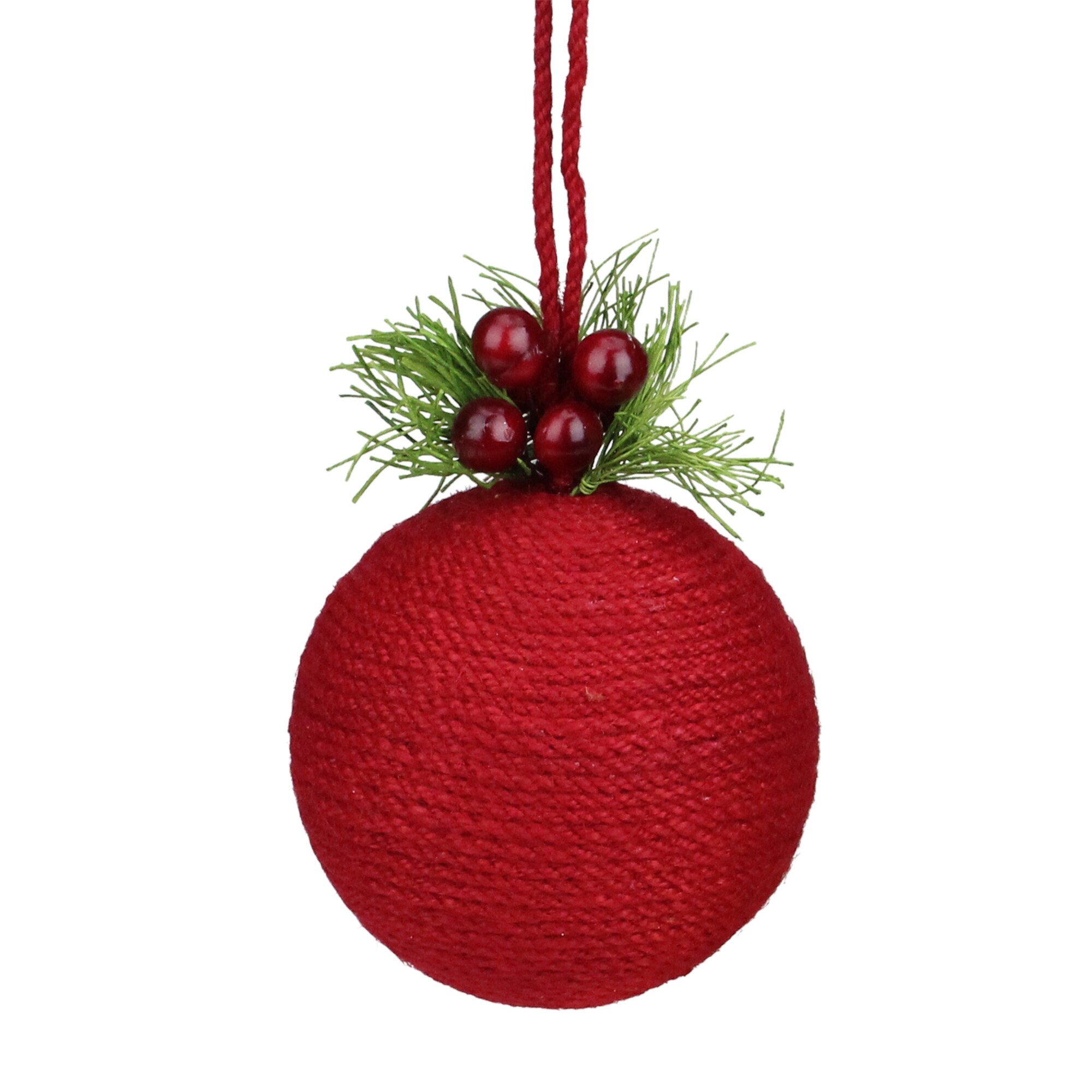 Shop Burlap Red And Green Holly Berries Shatterproof Christmas