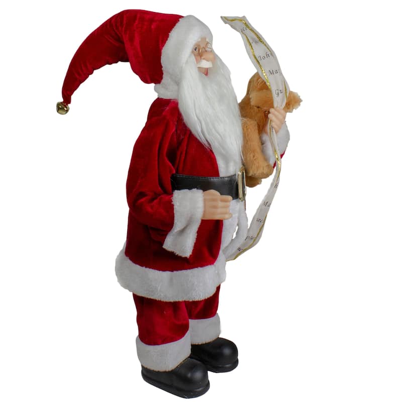 Standing Santa with Teddy Bear and List Christmas Figure - 24"