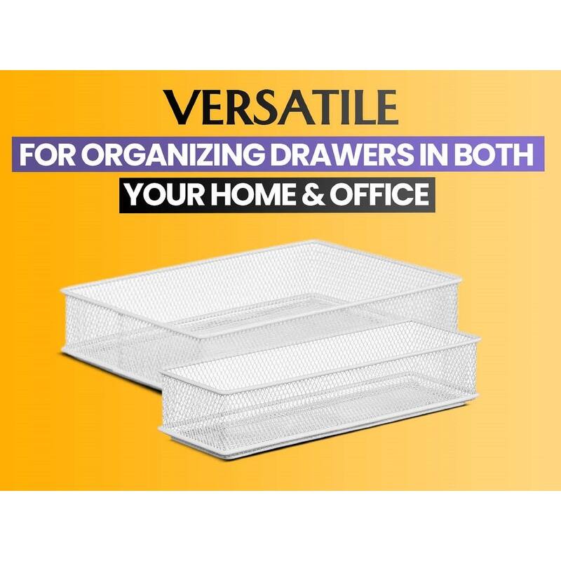 YBM Home White Mesh Desk Drawer Organizer Tray, Storage Holder, Multipurpose Storage Holder, 4x12x2, Pack Of 1