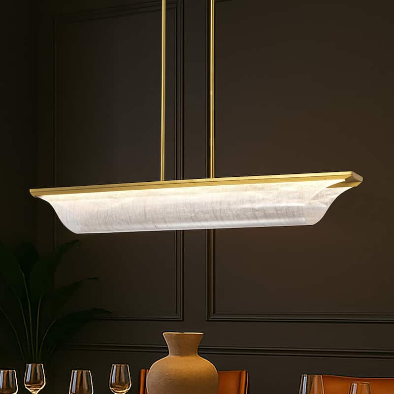 Idris LED Island Pendant Vintage Brass Finish Light Guide Panels - Vintage Brass