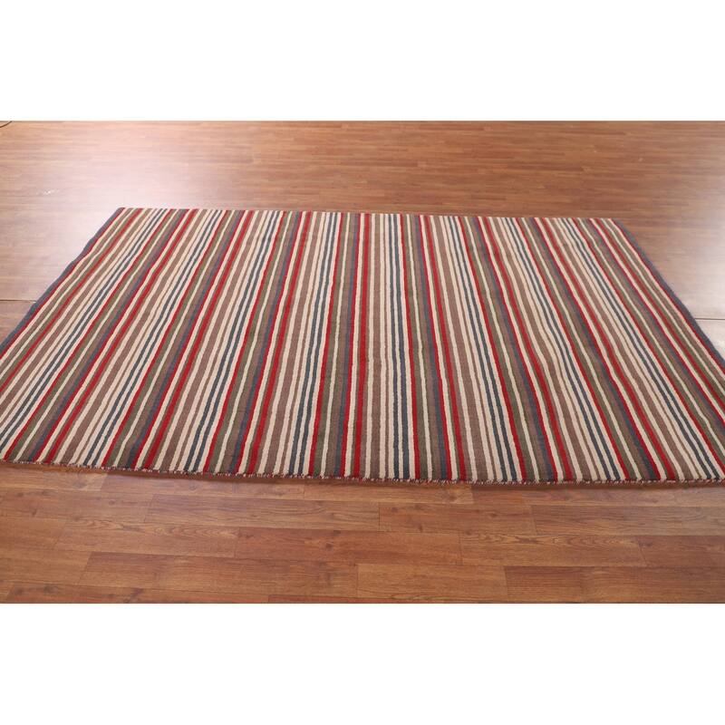 Multi-Color Striped Gabbeh Oriental Area Rug Handmade Wool Carpet - 5'1"x 8'4"
