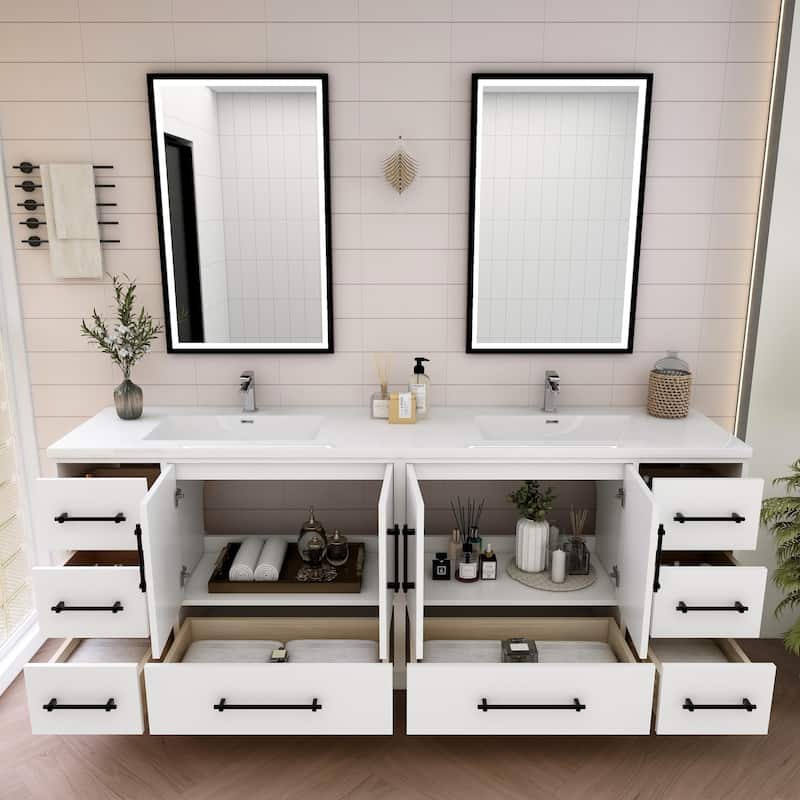 Victoria 84'' Freestanding Vanity with Double Reinforced Acrylic Sink - 83.5