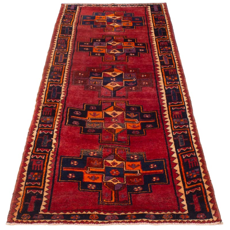 ECARPETGALLERY Hand-knotted Melis Vintage Red Wool Rug - 4'2 x 10'10
