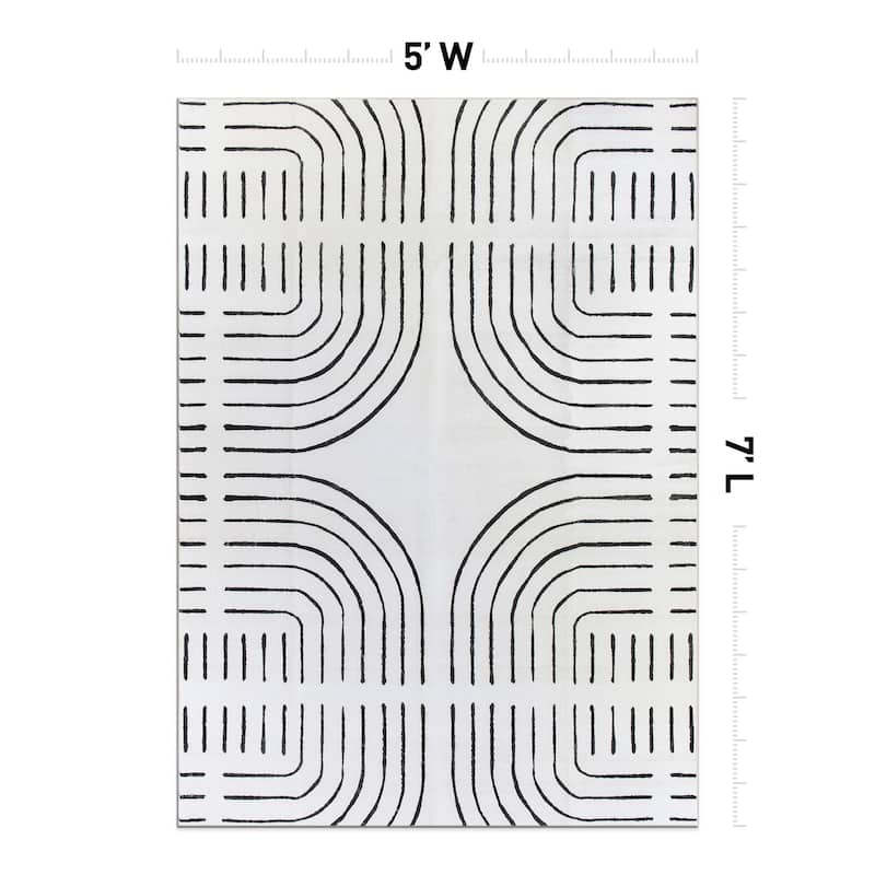 World Rug Gallery Bohemian Lines Washable Non Slip Area Rugs