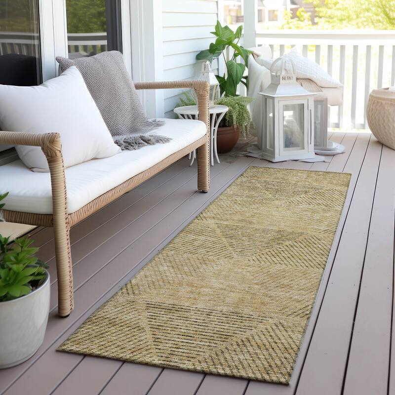 Machine Washable Indoor/ Outdoor Chantille Prism Contemporary Rug - Wheat - 2'3" x 7'6"