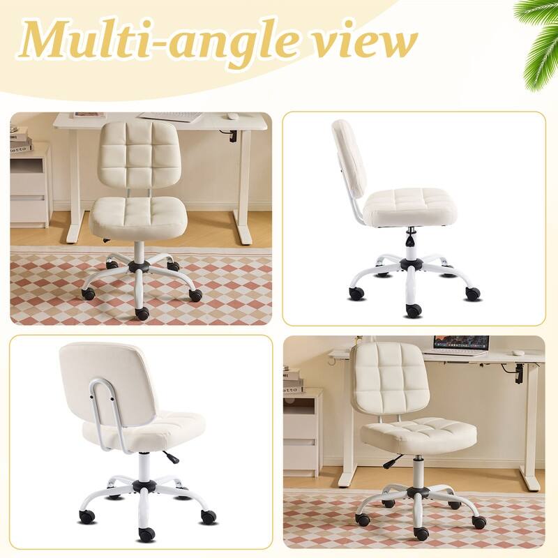 22.1 Inch Upholstered PU Lattice Swivel Office Chair
